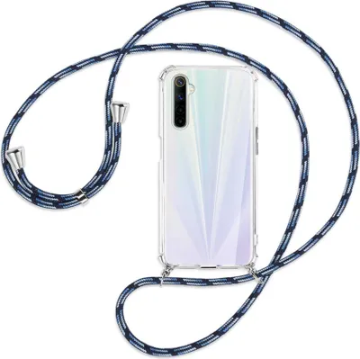 Produktbild von Handykette Backcover-Schutzhülle mit Band (Metall silberfarben) für Realme 6 / 6S - Blautöne