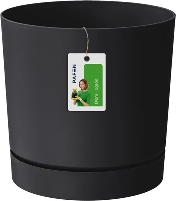 Produktbild von Blumentopf mit Untersetzer Anthrazit Kunststoff 17,8 cm Tubo