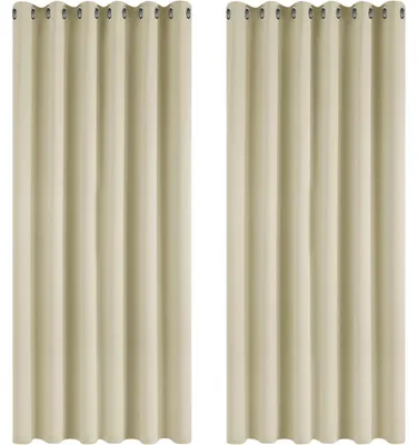 Image de Rideau occultant à œillets, anti-lumière, lot de 2, 229x229 cm, beige