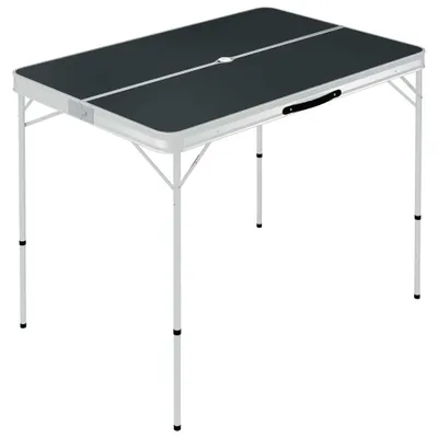 Produktbild von vidaXL Klappbarer Campingtisch mit 2 Sitzbänken Aluminium Grau