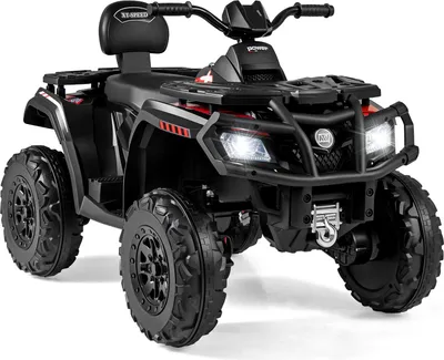 Produktbild von COSTWAY Kinder Quad Elektro 24V, 2-Sitzer Kinderquad 3–8 km/h, Elektroquad mit Scheinwerfern, Musik&Hupe, Elektroauto ATV für Kinder ab 3+ Schwarz
