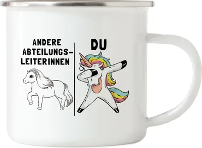 Produktbild von Andere Abteilungsleiterinnen Du Emaille Tasse Pferd Einhorn Humor Lustig Unicorn Geschenk Chefin