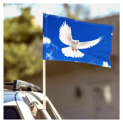 Produktbild von Autoflaggen (ohne Halterung) 45 x 30 cm, Autodekorationsflagge Friedenstaube, blaue Autofahne