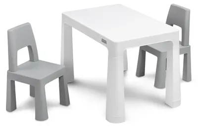 Immagine prodotto di Tavolo per bambini con 2 sedie - Set per interni ed esterni - Grigio