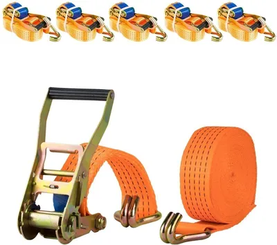 Produktbild von Safetytex 6x Spanngurt 5 Meter 50mm 4000kg 2tlg LKW Anhänger Zurrgurt orange