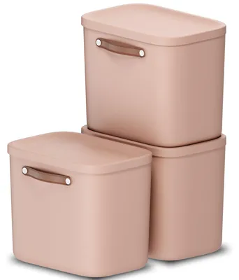 Produktbild von Rotho Aufbewahrungsbox 3er-Set 25L Maloja - Kunststoffbox 40 x 23,5 x 34 cm - Box mit Deckel - Stapelbox sicher verschließbar - Plastikbox