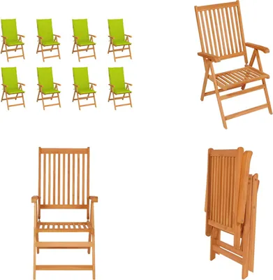 Produktbild von vidaXL Garten Liegestühle mit Kissen 8 Stk. Massivholz Teak - Gartenstuhl - Gartenstühle - Garten-Liegestuhl - Garten-Liegestühle