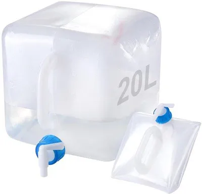 Obrázok produktu pre Uniqoos® Skladacie kanystre na vodu s výlevkou – vhodné na skladovanie potravín, kompaktné, s robustnou rukoväťou, objemy 10 a 20 L, ideálne na kemping a outdoorové aktivity