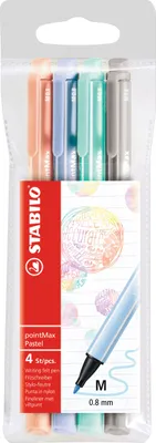 Produktbild von Filzschreiber - STABILO pointMax - 4er Pack - Pastellfarben - kobaltblau hell, eisgrün, hellrosa, hellgrau