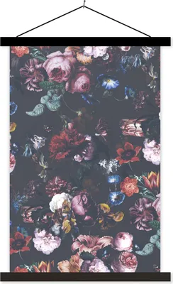 Produktbild von MuchoWow® Textilposter Vintage - Kunst - Blumen 40x60 cm mit schwarzem Rahmen - Wanddekorationen
