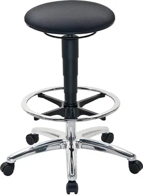 Produktbild von Drehhocker Sitz-Stop-Rollen+Fußring Supertec-Gewebe grau