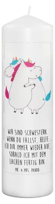 Produktbild von Mr. & Mrs. Panda Kerze Einhörner Umarmen 29 x 8 cm XL - Weiß - Geschenk, Einhorn Deko, Blockkerze, Bedruckte, Familie, Liebe, Unicorn, BFF, Wachskerze, Stumpenkerze