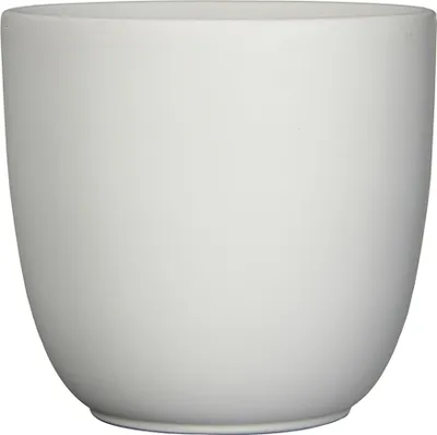 Produktbild von Blumenübertopf "Tusca" aus Keramik H 16 cm – Ø 17 cm Weiß-Matt  -  Übertopf Keramik Blumentopf Pflanztopf