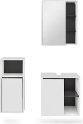 Produktbild von Badmöbel-Set Vicco Viola Weiß/Grau 3 Teile, Model 55217
