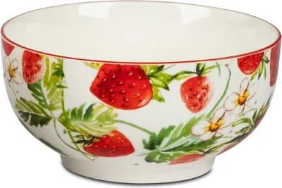 Produktbild von Müslischale Keramik Konfektschale Obstschale Schale mit Erdbeermotiv, 14 cm