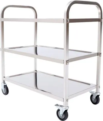 Obrázek produktu pro Kuchyňský vozík se 3 úrovněmi - Nerezový vozík na kolečkách