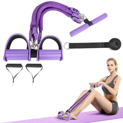 Produktbild von Fußpedal-Widerstandsband,4-fach Elastikzug für Sit-ups,Fußpedal-Expander für Krafttraining,Fuß-Widerstandsband für Physiotherapie,mit4Trainingsbändern