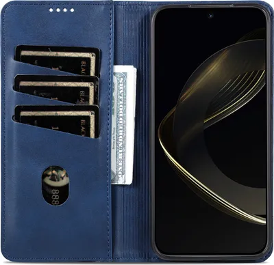 Produktbild von Leder Hülle für Xiaomi 14, Klapphüllen Brieftasche Magnetverschluss Ständer Schutzhülle Blau