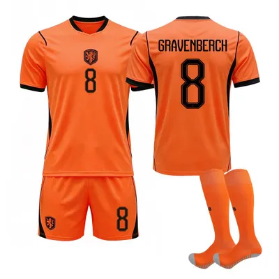 Immagine prodotto di #8 GRAVENBERCH Maglia da calcio dell'Olanda per i Mondiali 2026, disponibile in casa, per bambini e adulti. TAGLIA:XXXL