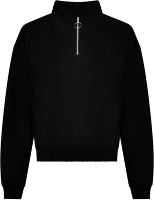 Produktbild von Just Hoods JH037 | WomenŽs Cropped 1/4 Zip Damen Sweatshirt - Farbe: Deep Black - Größe: M