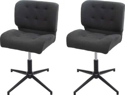 Obrázok produktu pre sada 2 jedálenských stoličiek HWC-H42, otočná stolička, výškovo nastaviteľná otočná ~ látka/textil tmavosivá, podstava čierna