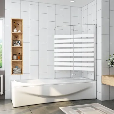 Produktbild von 120x140cm Rechts Montage Badewannenaufsatz mit NANO Glas Badewannenfaltwand ESG Duschwand für Badewanne