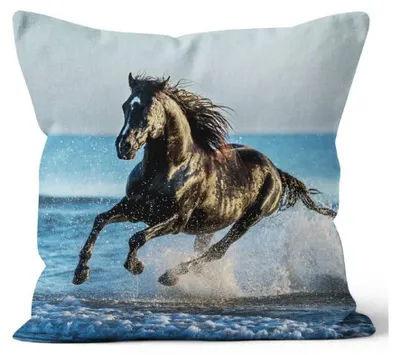 Imagen del producto de MF Cojín decorativo con estampado de un caballo en el agua