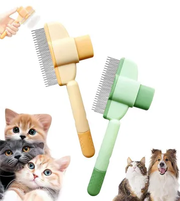 Produktbild von Fellblitz Bürste Katze, 2026 Neu Katzenbürste, Flohkamm für Katzen und Hund, Katzenkamm Unterfellbürste katze Entfilzt Knoten & Entfernt Flöhe Sanft, Orange + Grün