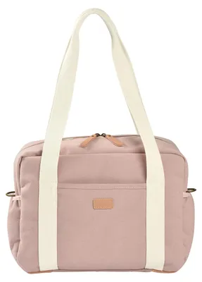 Image de BÉABA, sac à langer pour bébé, avec plusieurs compartiments, 10 poches, valise à roulettes avec fermeture éclair, bandoulière, sac isotherme, matelas à langer, imperméable, capacité 16L, sac Paris, rose
