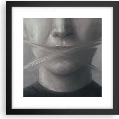 Produktbild von Gerahmtes Poster - Schwarzer Rahmen - Symbol Mund Sprache - 30x30 cm - Wand Bild - Wanddeko - Wandbilder - Kunstposter - Wandposter - Bilderrahmen - Bilder - Kunstdruck - P2BAC30x30-4754