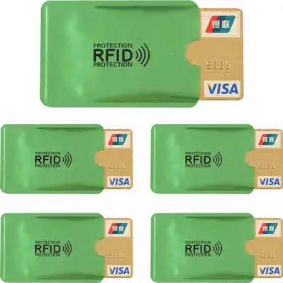 Produktbild von 5x RFID Schutzhülle Blocker NFC Datenschutz Abschirmung EC Karte Kreditkarte Ausweis Hüllen Grün