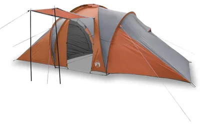 Image de vidaXL Tente familiale dôme 6 personnes grise et orange étanche à l'eau