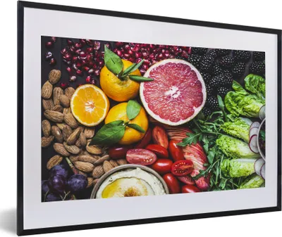 Produktbild von MuchoWow® Gerahmtes Poster Gemüse - Obst - Farben 60x40 cm - Poster mit Schwarzem Bilderrahmen Wandposter Rahmen Foto Bilder - Schlafzimmer - Plakat in Rahmen - Drucken