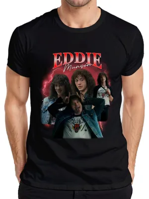 Produktbild von Eddie Munson Hellfire Club Stranger Metal Geschenk Vintage Serie Herren T-Shirt, Schwarz, M
