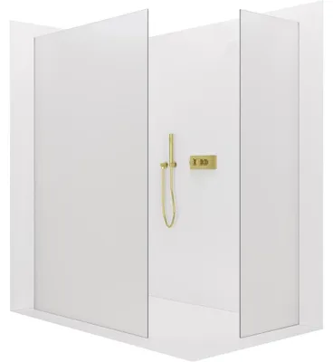 Obrázek produktu pro CERANO - Sprchová zástěna Walk-in Crystal T L/P - 8 mm - bezvzpěrový systém - zlatá, mléčné sklo - 80x80x200 cm