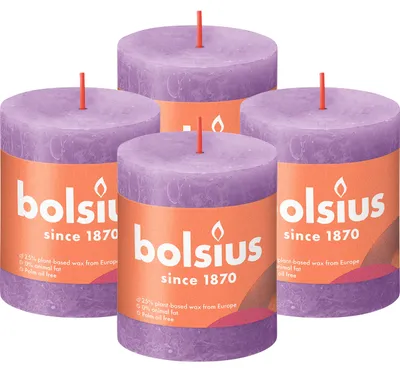 Produktbild von BOLSIUS - Rustikales Licht - Lila - 8cm - 4 Stück - Pflanzliches Wachs