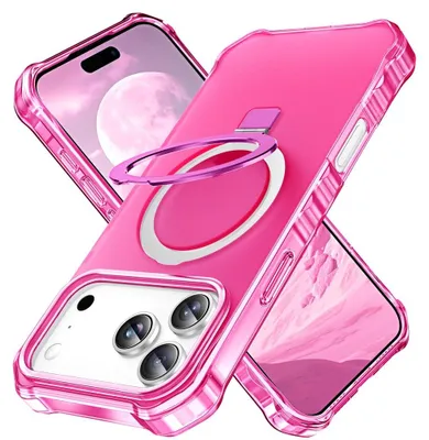 Produktbild von iPhone 18 Pro Hülle - Coverup ShockProof TPU Back Cover mit MagSafe Compatible Ring Kickstand - Pink