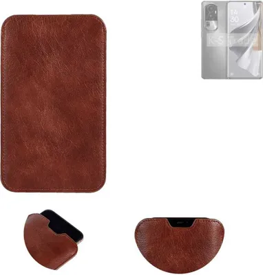 Produktbild von K-S-Trade Schutzhülle Handyhülle kompatibel mit Oppo Reno10 Pro Handytasche Kunstleder Sleeve in braun