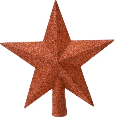 Produktbild von Christbaumspitze Stern mit Glitzer 19cm Kunststoff - Kürbis