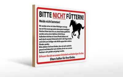 Produktbild von Holzschild Hinweis füttern verboten Pferde, 40 x 30 cm, Holzschilder Bauernhof Landwirt Tiere