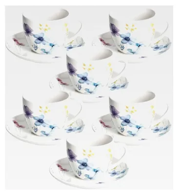 Produktbild von Florenne, Set mit 6 Teetassen und Untertassen 200 cc, New Bone China, Mehrfarbig