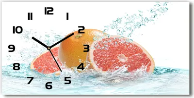 Produktbild von Wanduhr aus Glas – 60x30 cm - Glasbild - Glasuhr - Gehärtetes Glas - schwarze-zeiger - Grapefruit