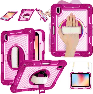 Produktbild von Für Apple iPad 11. Gen A16 2025 / 10.9 2022 360 Grad Pink / Rosa Schock Tablet Tasche Hülle Etuis