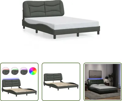 Produktbild von The Living Store Bettgestell mit LED Dunkelgrau 140x190 cm Stoff