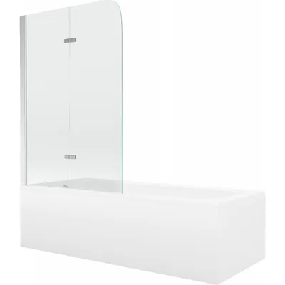 Obrázok produktu pre Mexen Vega obdĺžniková vaňa 180 x 80 cm s obkladom a 2-krídlovou zástenou 100 cm, transparentnéné, chrómová