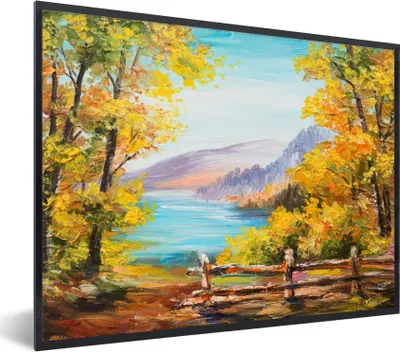 Produktbild von MuchoWow® Gerahmtes Poster Malerei - Ölgemälde - Pflanzen - Natur 80x60 cm - Poster mit Schwarzem Bilderrahmen Wandposter Rahmen Foto Bilder - Schwarzem - Mit Gestell