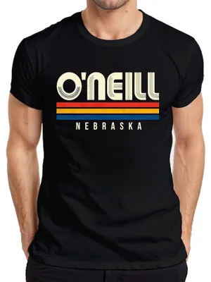 Produktbild von O'Neill Nebraska Vintage Retro 70s 80s Style Streifen USA Amerika Herren T-Shirt, Schwarz, S