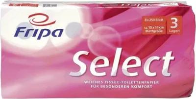 Produktbild von Fripa Toilettenpapier Select 3-lagig hochweiß Tissue 8 Rollen à 250 Blatt