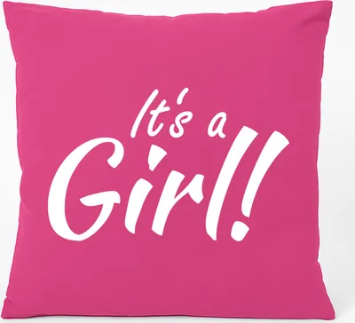 Produktbild von Huuraa Kissen It`s a Girl! Schriftzug 40x40cm mit Füllung Fuchsia Baumwolle Dekokissen Geschenkidee
