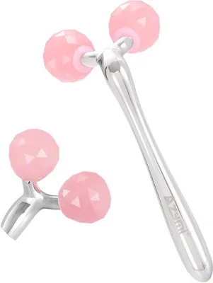Produktbild von Famanu 3D Rosenquarz Gesicht Roller und Gua Sha Tool - Hautverjüngung